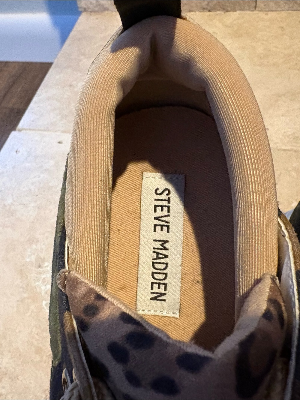 Steve Madden Camo & Leopard Print Sneakers in Brown and Green - Picture 6 of 10